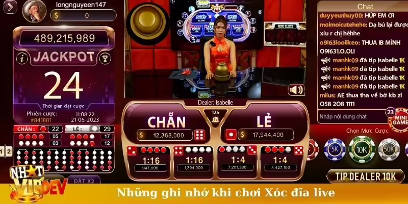 Những ghi nhớ khi chơi Xóc đĩa live