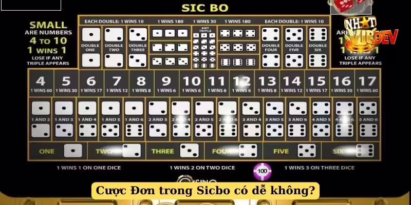 Cược Đơn trong Sicbo có dễ không?